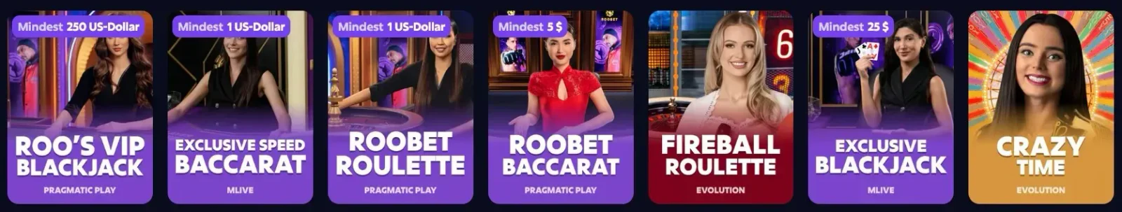 Roobet live casino tables and online casino games